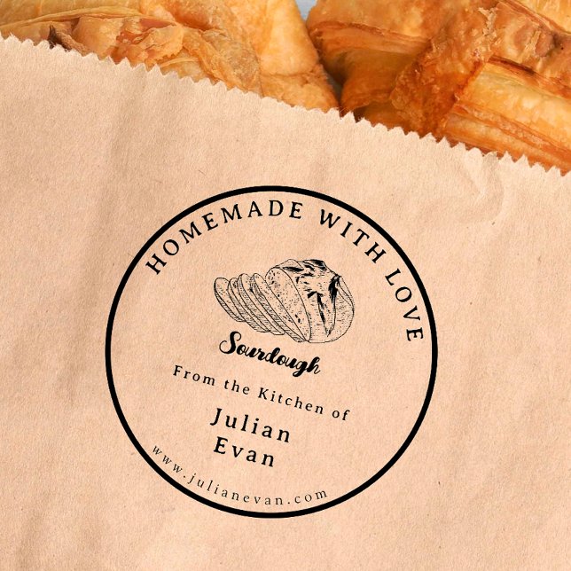 Simple Black and White Homemade Sourdough Rubber Stamp (Simple Black and White Homemade Sourdough rubber stamp )