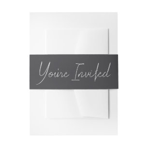 Simple Black and White Invitation Belly Band 