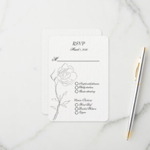 Simple Black and White Jasmine Stem RSVP Card