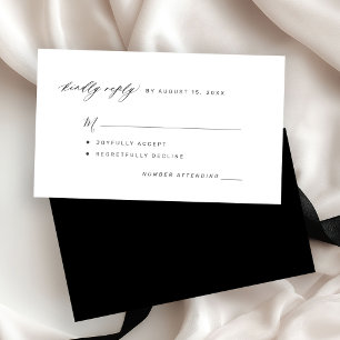 Simple black and white kindly replay wedding RSVP Enclosure Card