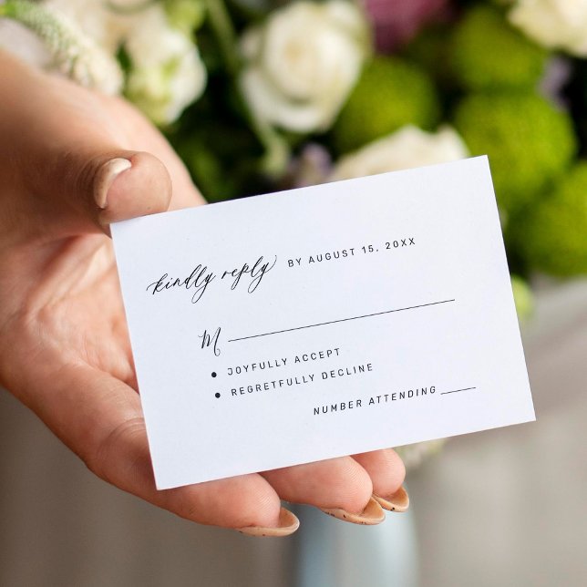 Simple black and white kindly replay wedding RSVP Enclosure Card (Creator Uploaded)