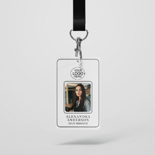 Simple Black and White Logo Photo Identification ID Badge