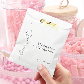 Simple Black and White Love is Sweet   Favour Bag