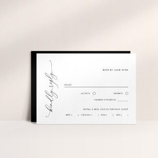 Simple Black and White Meal Choice RSVP Reply Card