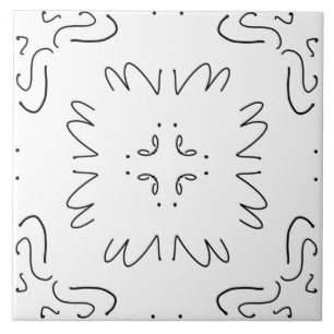 simple black and white minimal pattern ceramic tile