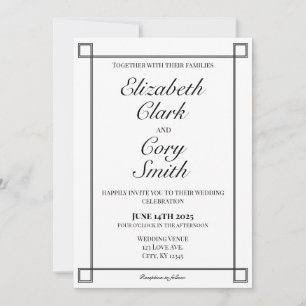 Simple Black and White Minimalist Elegance Wedding Invitation