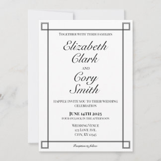Simple Black and White Minimalist Elegance Wedding Invitation
