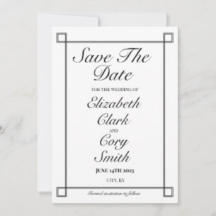 Simple Black and White Minimalist Elegance Wedding Save The Date