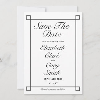 Simple Black and White Minimalist Elegance Wedding Save The Date