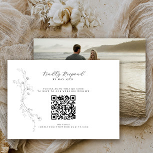 Simple Black and White Minimalist QR Code Photo RSVP Card