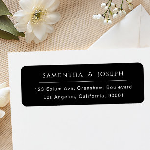 Simple Black and White Minimalist Return Address Label