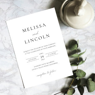 Simple Black and White Minimalist Script Wedding Invitation