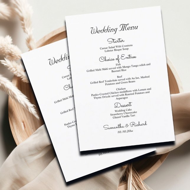 Simple Black and white Modern 5x7'' Wedding Menu (Creator Uploaded)