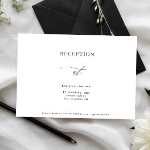 Simple Black and White Modern Calli Reception Invitation