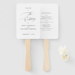 Simple Black and White Modern Calligraphy Wedding Hand Fan