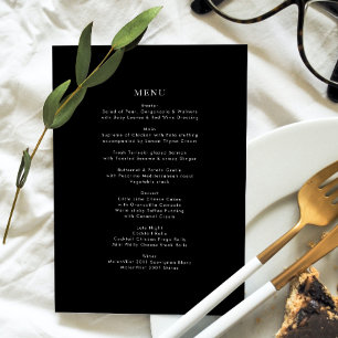 Simple Black and White Modern Calligraphy Wedding Menu