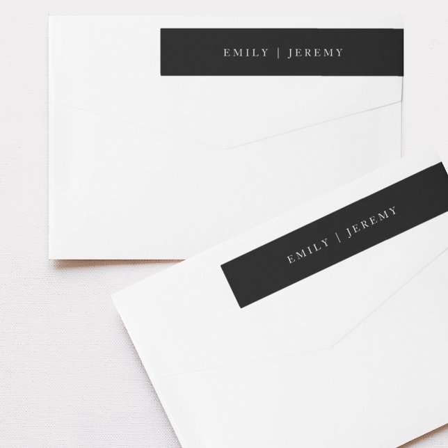 Simple Black and White Modern Calligraphy Wedding Wrap Around Label (Creator Uploaded)