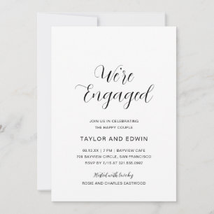 Simple Black and White Modern Engagement Party Invitation
