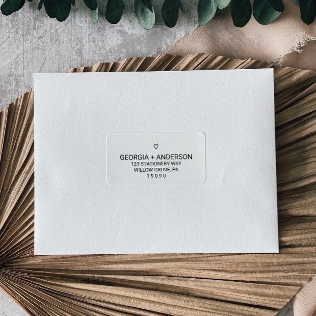 Simple Black and White Modern Heart Wedding Label (Creator Uploaded)