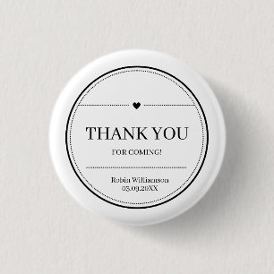 Simple Black and White Modern Minimal Thank You 3 Cm Round Badge