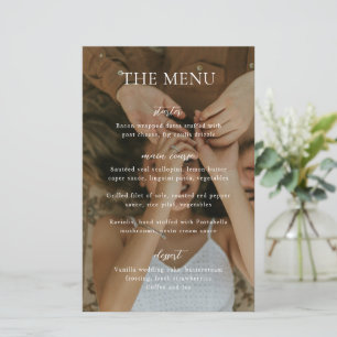 Simple Black and White Modern Photo Wedding Menu