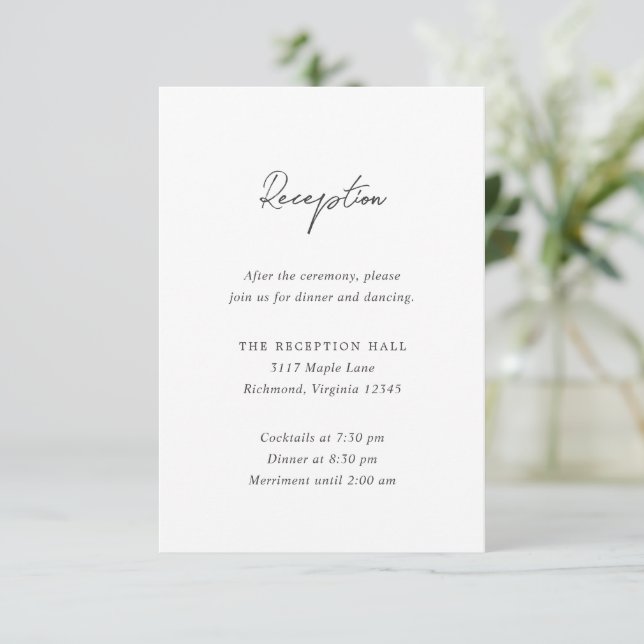 Simple Black and White Modern Wedding Enclosure Card (Standing Front)
