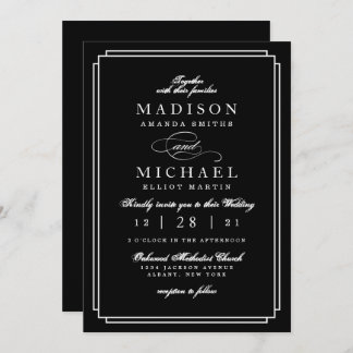 Simple Black and White Modern Wedding Invitation