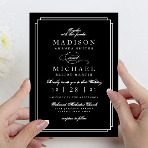Simple Black and White Modern Wedding Invitation
