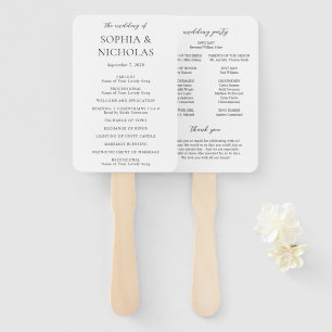 Simple Black and White Modern Wedding Program Hand Fan