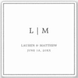 Simple Black and White Monogram Elegant Wedding<br><div class="desc">Simple black and white wedding vinyl sticker featuring a modern yet elegant design with your two letter monogram along with your names and wedding date surrounded by a thin border.  A chic and stylish design that is great for a minimalist couple.</div>