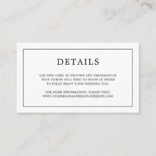 Simple Black and White Monogram Elegant Wedding Enclosure Card