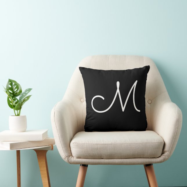 Simple black and white monogram M initial letter Cushion (Chair)