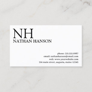 Simple Black and White Monogram Modern Business Card