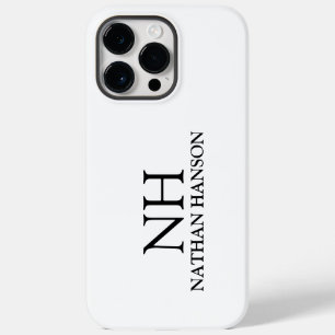 Simple Black and White Monogram Modern Case-Mate iPhone 14 Pro Max Case