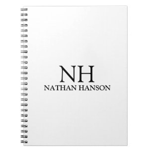 Simple Black and White Monogram Modern Notebook