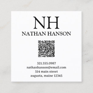 Simple Black and White Monogram Modern Square Business Card