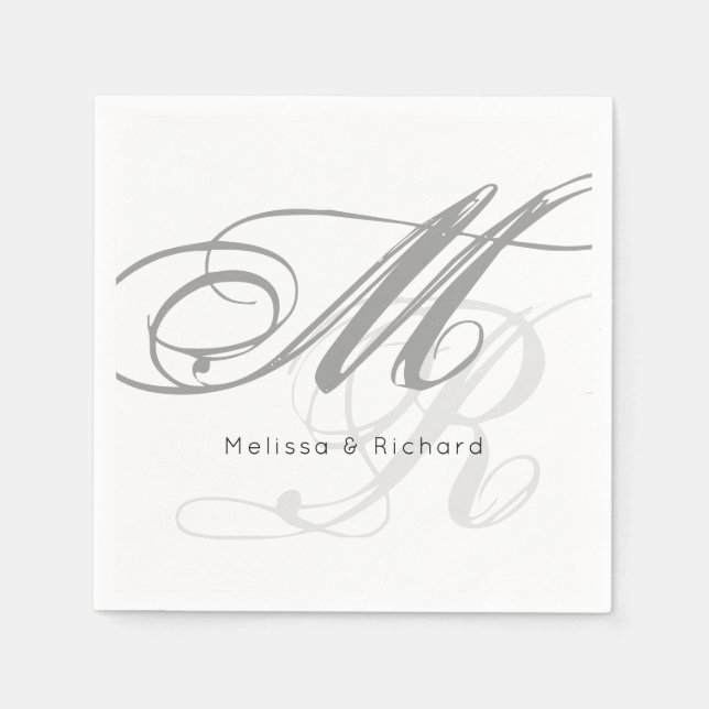 simple black-and-white monogram napkin (Front)