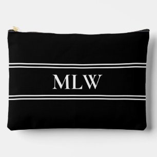 Simple Black and White Monogram Template Accessory Pouch
