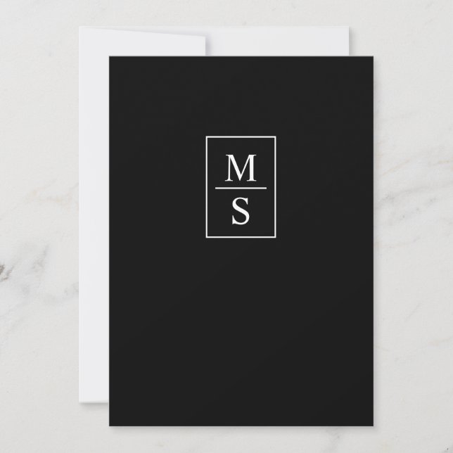 Simple Black and White Monogram Wedding Invitation (Front)