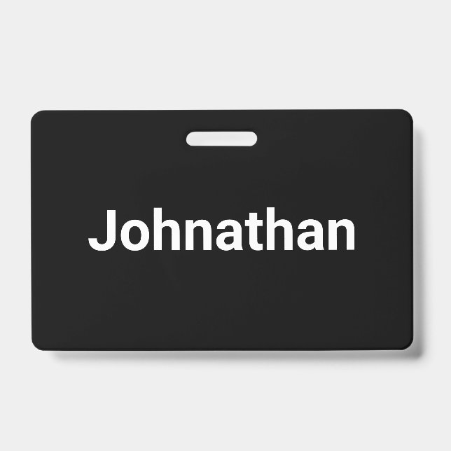 Simple Black and White Name Template ID Badge (Front)