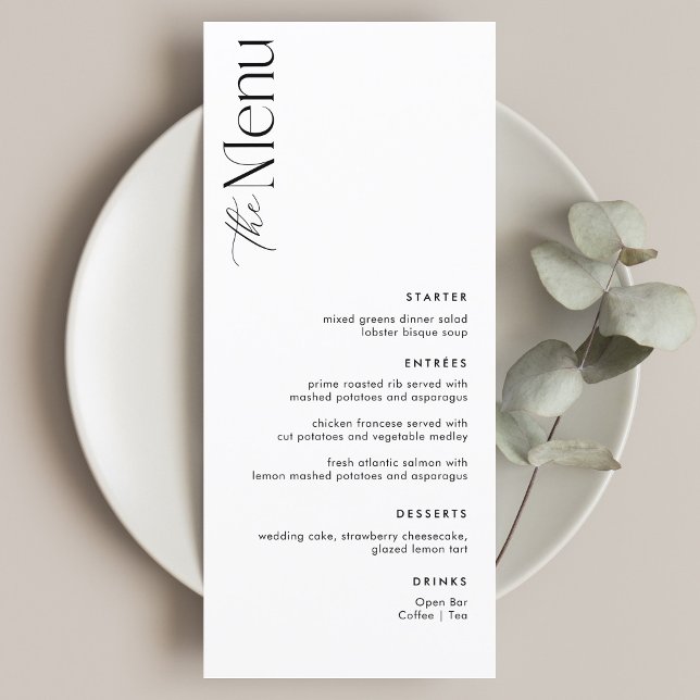 Simple Black and White Old Money Wedding  Menu (Creator Uploaded)