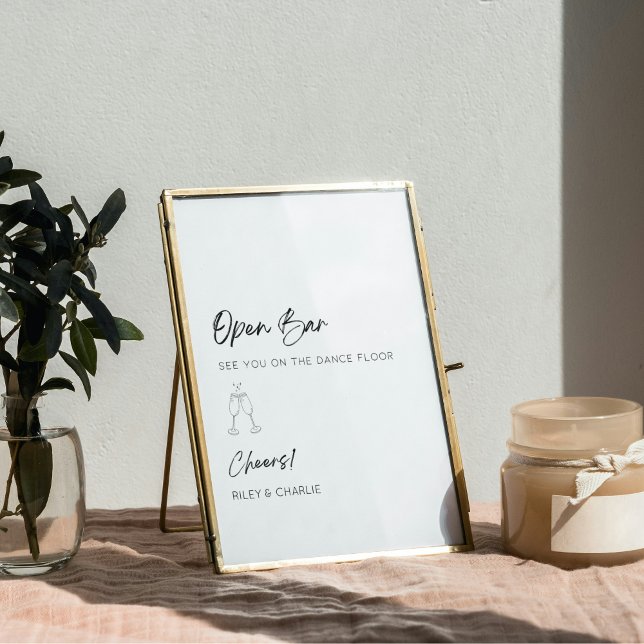Simple Black and White Open Bar Sign Wedding Sign (Creator Uploaded)