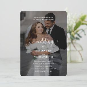 Simple Black and White Overlay Photo Wedding  Invitation