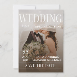 Simple Black and White Overlay Photo Wedding Invitation