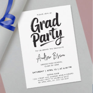 Simple Black And White Painted Modern Calligraphy Invitation