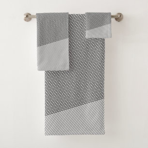 Simple Black and White Pattern Abstract Modern Bath Towel Set