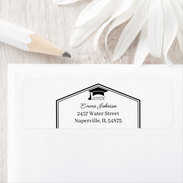 Simple Black And White Personalised Return Address Label (Insitu)