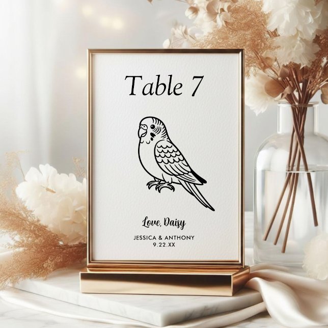 Simple Black and White Pet Wedding  Table Number (Creator Uploaded)