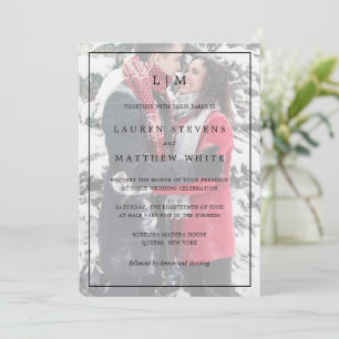 Simple Black and White Photo Elegant Wedding Invitation