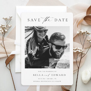 Simple Black and White Photo Wedding Save The Date